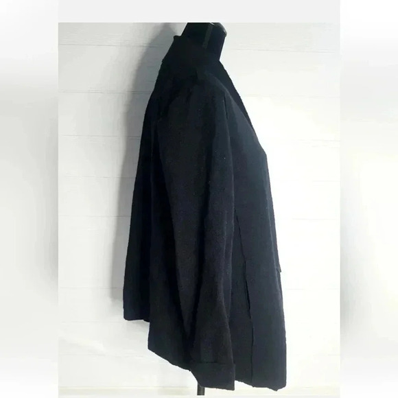 Maison Cinqcent Womens 100% Wool Open Cardigan  Black Rolled Up Sleeve sz L - Picture 4 of 8